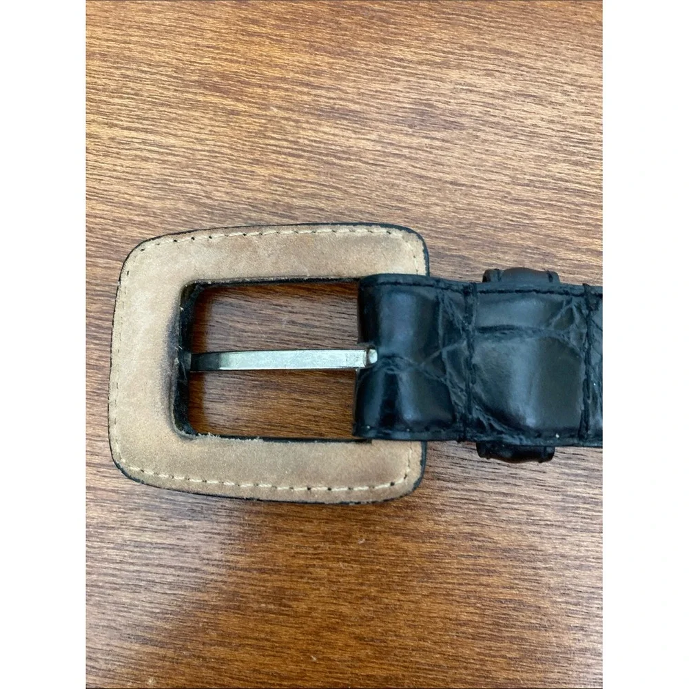 WCM New York Women's Black Croc-Embossed‎ Leather Belt Size Medium Classic